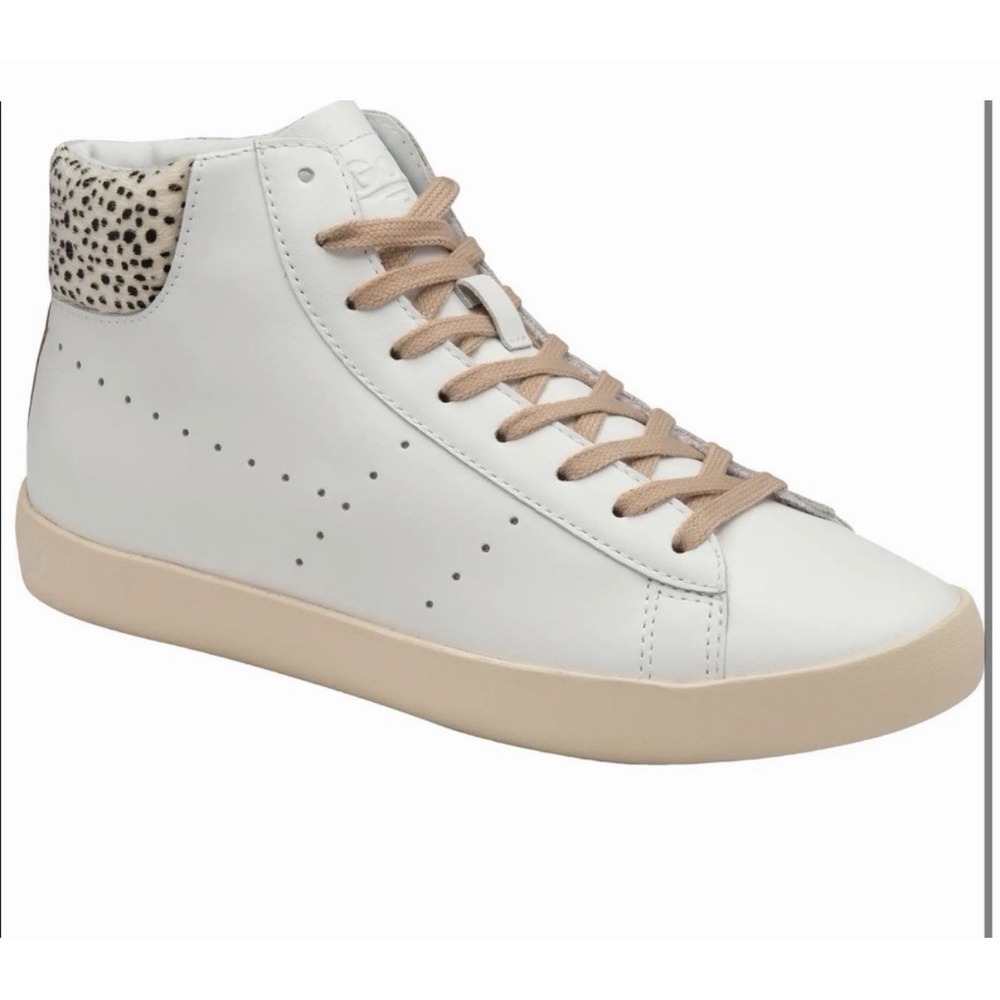 NIB Gola Women's 5 Nova High Safari Leather Sneakers White Cheetah Nude Shoes 36